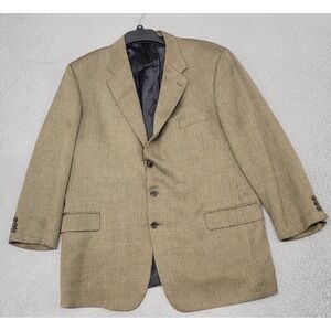 Joseph Abboud Sport Coat Mens 48L Long Brown Tan Herringbone Wool Silk 3 Button